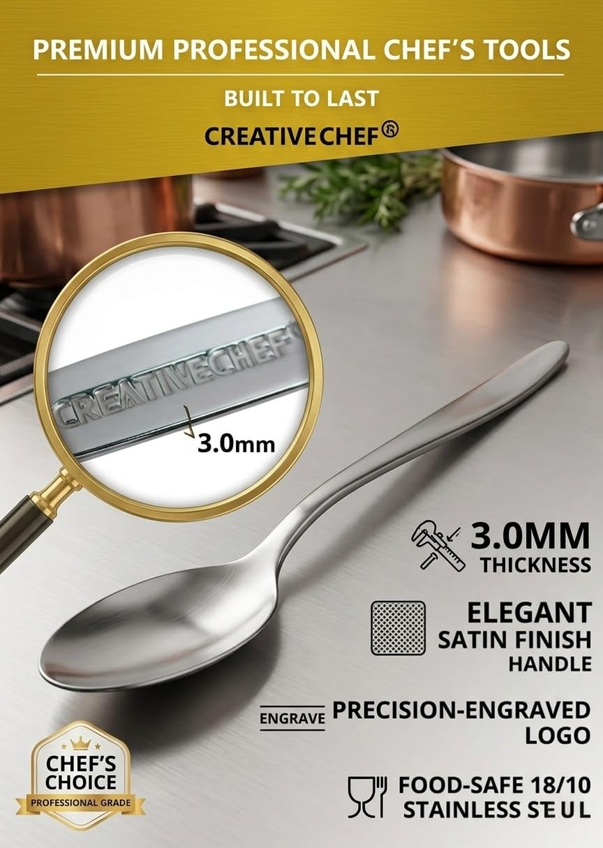 Amazon.com: CREATIVECHEF Kunz Plating Spoon 9 Inch, 18/10